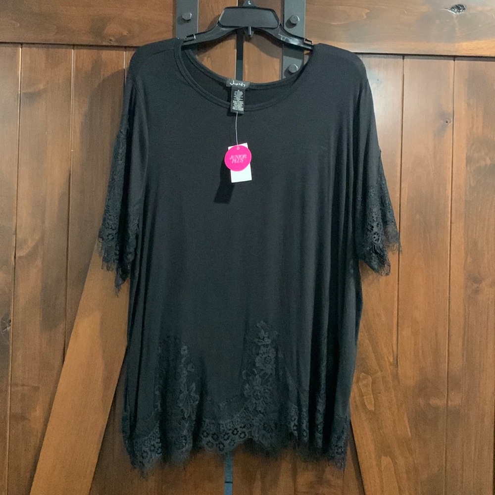 Black lace detail shirt